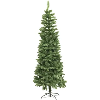 SHATCHI Schmaler Weihnachtsbaum, schmal, 680 Spitze Spitzen, Metallständer, Ferienhausdekoration, Grün, 210 cm, 2,1 m