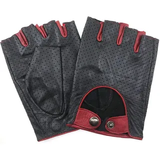 ZLUXURQ Herren-Lederhandschuhe Vollmaschige Fingerlose Halbfinger-Fahrhandschuhe