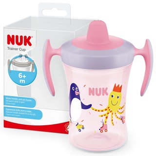 NUK Trainer Cup Trinklerntasse mit weichem Trinkschnabel | ergonomischen Griffen, 6+ Monate, 230 ml BPA-frei, rosa