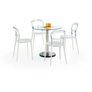 Halmar Glas Esstisch Kyrill - Glas / Marmor / Chrom - Transparent