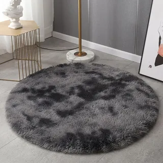 HARESLE Teppich Wohnzimmer,Flauschiger Teppich Schlafzimmer,Hochflor Teppiche Waschbar,Shaggy Teppiche Kinderzimmer,Kleiner Tepich Weich für Büro,rutschfest Kuschelteppich (Dunkelgrau,90cm/36 Zoll)