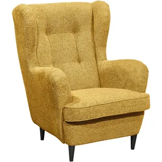 Mid.you Ohrensessel , Gelb , Textil, Holzwerkstoff , 78x102x98 cm , Made in Eu , Wohnzimmer, Sessel, Ohrensessel