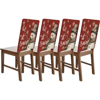 Bseical 4 x Stuhlhussen, Universal Stuhlbezug, Stuhlbezug für Esszimmer, Abendessen, Weihnachts Stuhlhussen für Party Besteck Deko (B)