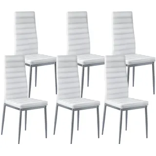 Vevor Esszimmerstuhl Leder weiß 6er Set
