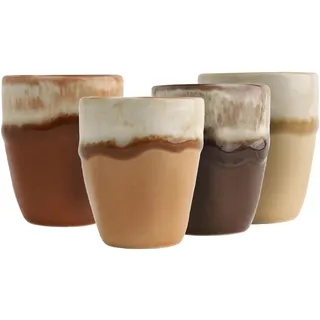 Creatable, 24737, Serie Squeezy Mocha Mousse, 4-teiliges Geschirrset für 4 Personen, Espressobecher aus Steinzeug, spülmaschinen- und mikrowellengeeignet, Qualitätsproduktion