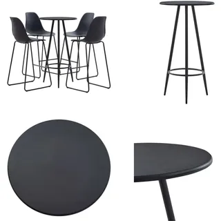 vidaXL 5 tlg. Bar Set Kunststoff Schwarz - Bar-Set - Bar-Sets - Bartisch Mit Barhocker - Bartische Mit Barhocker - Schwarz