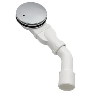 90mm Ablaufgarnitur Duschwanne extraflach,Siphon,Geruchsstop,DN40/50 mm | Duschablauf mit Haarsieb und Ablaufbogen DN 40/50 mm,flacher Siphon,Chrom-Abdeckhaube für Dusche und Badewanne