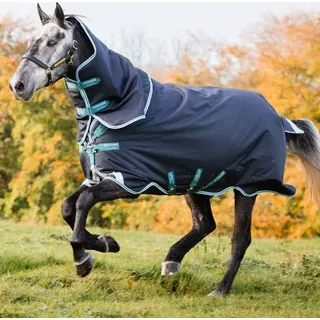 Horseware Amigo Bravo 12 Plus Medium 250g Turnout Decke navy/aqua & turquoise, Größe:7'0 - Blau