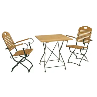 Kurgarten Garnitur BAD TÖLZ 3-teilig Flachstahl grün + Robinie klappbar Garten