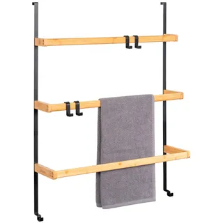 eluno Tür-Hängeregal, schwarz , Holz , 65x86x17 cm , Badezimmer, Badezimmerausstattung, Handtuchhalter