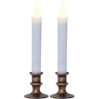 EGLO Set aus 2 LED Kerzen Mette, elektrische Stabkerzen | laneg Dauerkerzen aus Wachs, Kunststoff in weiß, bronze, warmweiß