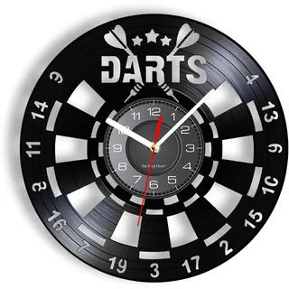 Smotly Vinyl-Wanduhr, 30,5 cm analoge Uhr, kreatives Design mit Dartscheibe, perfekt zur Wanddekoration.(Ohne Beleuchtung/Geschenk: Haken+Geschenktüte)