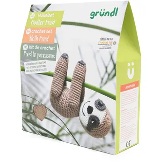 Gründl Häkelset Faultier Fred 14cm 6 Teile Kreativset Häkeln Nähen Nähset Bastelset