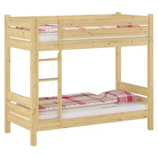 Etagenbett für Erwachsene 100x190 Stockbett Nische 100 teilbar Zubehör wählbar V-60.16-10-190T100Rollrost und Matratze inkl. - Naturbelassen