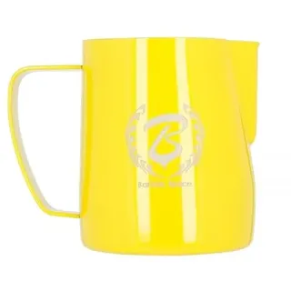 Barista Space Polished Silver Milk Jug optimal für Latte Art mit präziser Ausgusstülle, leicht und handlich, empfohlen von Weltmeistern – silverYellow - 350ml