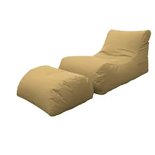 Dmora Moderne Chaiselongue fürs Wohnzimmer, Made in Italy, Sessel mit Fußstütze aus Nylon, Gepolsterter Sitzpuff für Schlafzimmer, 120x80h60 cm, Farbe Beige