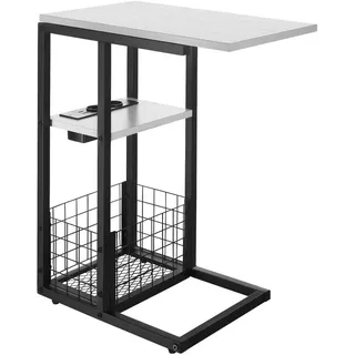 tectake Laptop-Beistelltisch Rhea,50 - 73 x 30 x 61,5 cm,weiß , Metall , Beton Optik , 30x62.5x73 cm , Ce , Wohnzimmer, Wohnzimmertische, Beistelltische