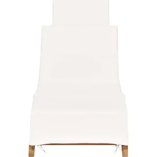 vidaXL Klappbare Sonnenliege mit Cremeweißer Auflage Massivholz Teak - Weiß