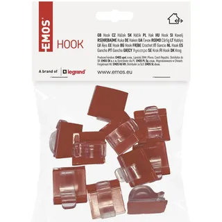 EMOS - Selbstklebende Kabelhalter 10 Stück - Haken zum Aufhängen von Kabeln und Weihnachtsbeleuchtung - Kabelclips selbsthaftend - Halterung Partybeleuchtung - für Innen - durchsichtig