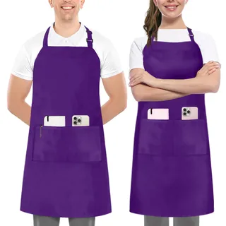 Utopia Kitchen 2 x lila Latzschürzen mit extra langen Bändern