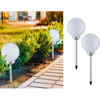 LED Solarlampen Set für draußen, 2 Solarkugeln für den Garten mit Erdspieß Ø25cm