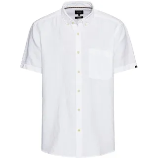 camel active Herren Kurzarmhemd aus einem Baumwoll-Leinenmix Weiß, Menswear-L