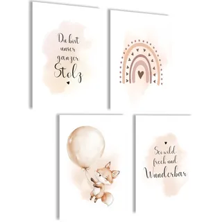 mojoliving Bilder Kinderzimmer jungen Baby Zimmer Poster Set Wandbilder Kinderzimmer mädchen Babyzimmer Deko Bilder für Baby Zimmer Dekoration (Wunder)