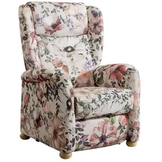 Cantus Ohrensessel , Multicolor, Beige , Holz, Textil , Eiche , Blume , 85x115x84 cm , Goldenes M , Fußauswahl, Lederauswahl, Stoffauswahl, Relaxfunktion , Wohnzimmer, Sessel, Ohrensessel