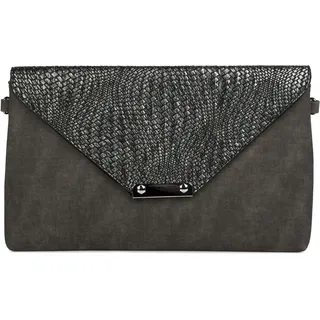 styleBREAKER Envelope Clutch Tasche mit Flecht Optik am Umschlag, Handschlaufe, Umhängegurt, Abendtasche, Damen 02012184, Farbe:Schwarz