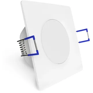 linovum® WEEVO Einbaustrahler LED extra flach IP44 für Bad Außen - Deckenspot LED 230V weiß eckig 5W 2700K - Einbautiefe 29mm