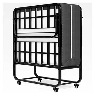 Klappbett 90x200cm mit 13cm dicker Memory-Schaum-Matratze, klappbar mit 4 flexiblen Rädern, stabiler Metallrahmen – trägt bis zu 200 kg, einfach zu montieren