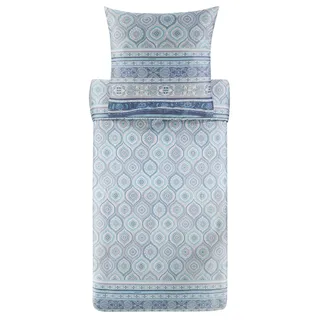 BASSETTI Hanbury Bettwäsche + 1 Kissenhülle aus 100% Baumwollsatin in der Farbe Azurblau C1, Maße: 135x200 + 1 K 80x80 cm - 9329905