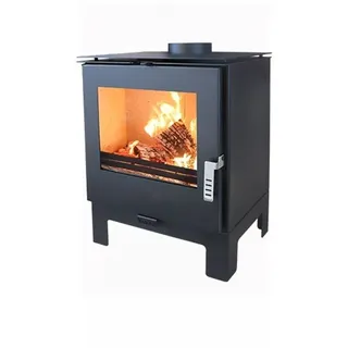 Verso Kaminofen Kara L Metall Schwarz/Abdeckplatte Glas