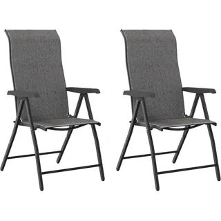 vidaXL Gartenstühle 2 Stk. Klappbar Grau Poly Rattan - Grau
