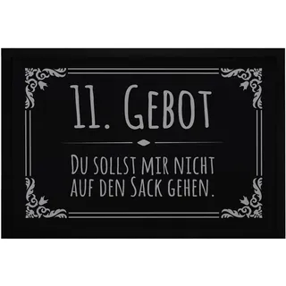 MoonWorks® Fußmatte mit lustigem Spruch 11.Gebot: Du sollst Mir Nicht auf den Sack gehen rutschfest & waschbar Schwarz 60x40cm