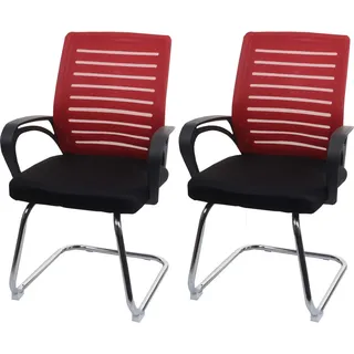 MCW 2er-Set Konferenzstuhl K51 150kg Belastbar Stoff/Textil Rot