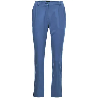 Stoffhose GOLDNER "Kurzgröße Sportive Hose Carla aus Satin", Damen, Gr. 23, K-Gr, blau (schieferblau), Obermaterial: 64% Baumwolle CO. 33% Polyester PES. 3% Elasthan EL., Hosen Stoffhose