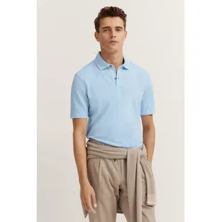 Poloshirt BUGATTI, Herren, Gr. XXL, blau (320, hellblau), 85% Baumwolle, 15% Leinen, unifarben, normal, ohne Ausschnitt, Rippbündchen, Shirts Poloshirt, aus Baumwoll-Leinen-Mischung