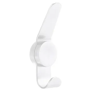 Zone Denmark Puck Hook Double Haken Selbstklebend, Wandhaken ohne Bohren, Klebehaken, Handtuchhaken, Kleiderhaken, 5,8 x 23 cm, Weiß