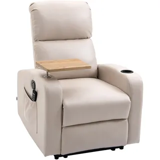 HOMCOM elektrisch Relaxsessel mit Massagefunktion, Fernsehsessel mit Liegefunktion, Massagesessel, Ruhesessel mit Fernbedienung - Beige