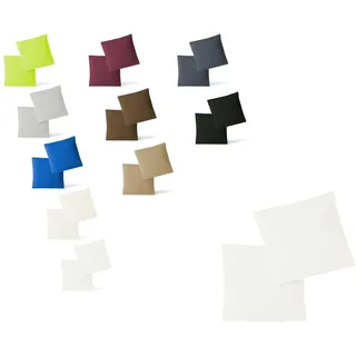 EXKLUSIV HEIMTEXTIL Kissenhülle Kissenbezug Doppelpack mit Reißverschluss 40 x 40 cm hochwertige Jersey Qualität Weiss