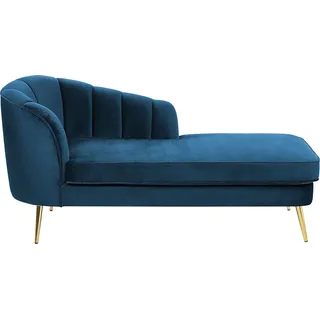 BELIANI Chaiselongue Marineblau Samt Linksseitig mit Goldenen Metallbeinen Lehne Muschelform Glamourös Modern Muschelsofa Wohnzimmer Flur Ausstattung - Blau, Gold