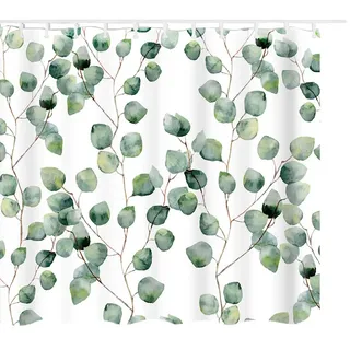 Litthing Duschvorhang 180x180 Anti-Schimmel und Wasserabweisend Shower Curtain mit 12 Duschvorhangringen 3D Digitaldruck Grüne Pflanze mit lebendigen Farben (15)