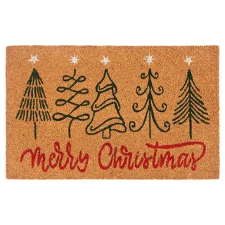 HANSE Home Fußmatte »Kokos Five Christmas Trees, Türmatte« rechteckig 15 mm Höhe Schmutzfangmatte, Rutschfest, Outdoor, Weihnachten, Kokosmatte, Flur, braun