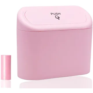 SGLRT Auto-Mülleimer mit Deckel, auslaufsicherer Universal-Mini-Mülleimer mit 20 Müllbeuteln, Organizer für Vorder- und Rücksitz, Auto, Büro, Schlafzimmer und Zuhause, Rosa