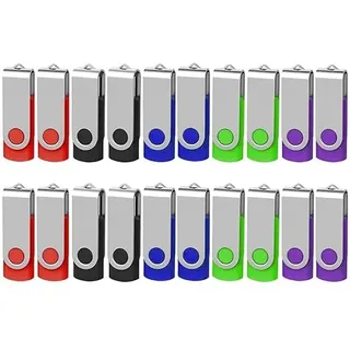AreTop USB Sticks, 4GB 20 Stück, USB 2.0 Memory Stick, USB Stick Key Ring, Flash Drive 20 Pieces Mehrfarbig Dreh Memory Stick USB Set