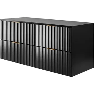 Badezimmerschrank, Schwarz mit goldener Griff / mit oberer Platte, 120 x 57 x 46 cm - Schwarz