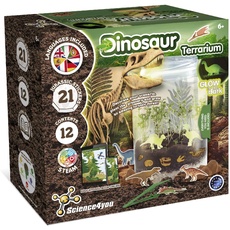 Science4you Ökosystem im Glas - Flaschengarten Komplettset für Kinder + Dino Spielzeug, die im Dunkeln leuchten, Terrarium + 21 Jurassic Aufkleber, Spiel, Geschenke für Jungen und Mädchen ab 6 jahre