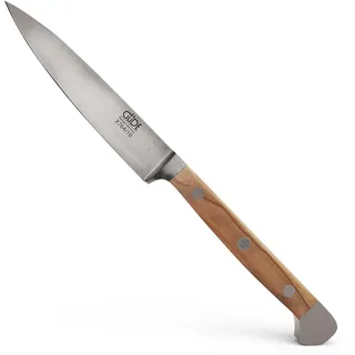 GÜDE Solingen - Spickmesser geschmiedet, 10 cm, Olivenholz, ALPHA OLIVE, Office Messer, Doppelkropf, Handmade Germany