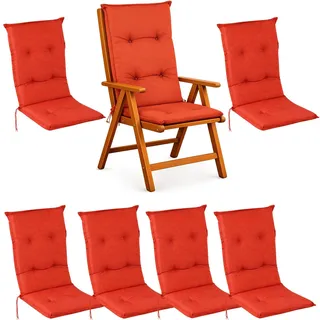 BURI 6x Hochlehner Auflagen Sitzkissen Polster Sessel Gartenstuhlauflagen Rot